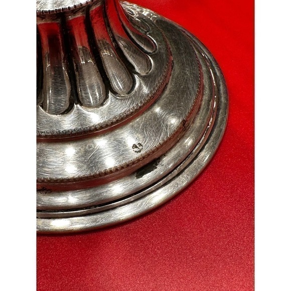 VTG VINERS Old SHEFFIELD England Plate Candlesticks Silver Hand Chased Repro 8" - Picture 7 of 15